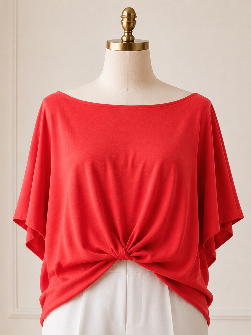 NWT Vince Camuto Tulip Red Twist Front Dolman Sleeve Blouse XL